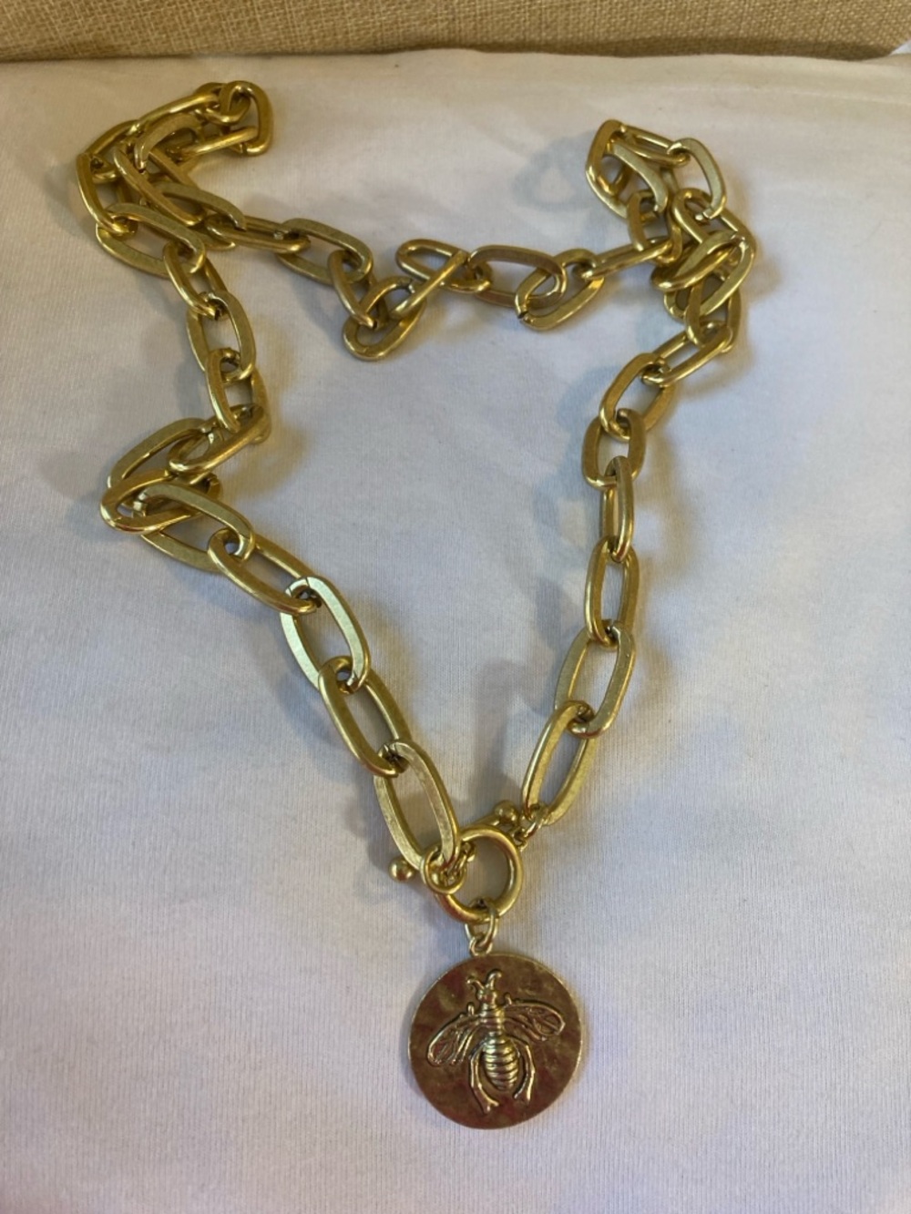 Karine Sultan Chunky Chain Necklace with Medallion Bee Design